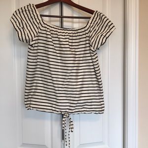Madewell black and white striped Crop Top